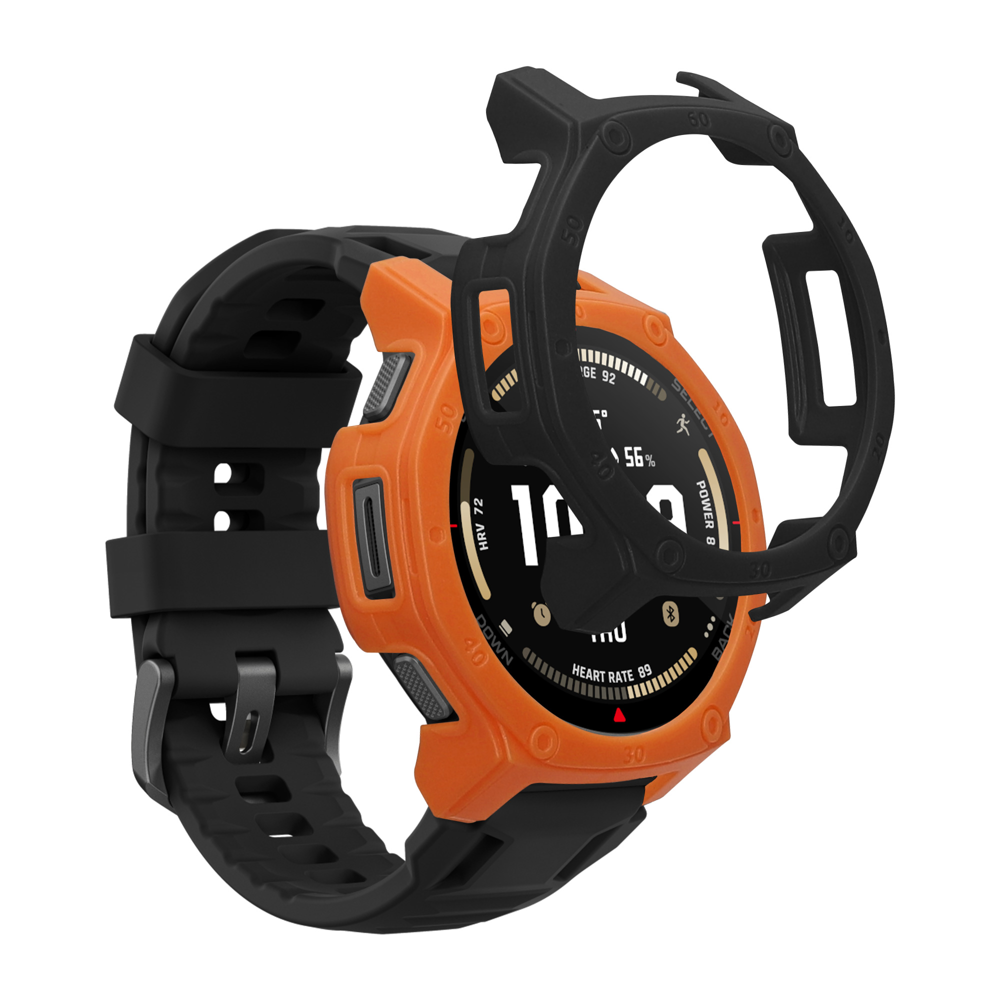Pouzdra pro Amazfit T-Rex3 Pro 44mm kwmobile sada 2 ks - černá / oranžová