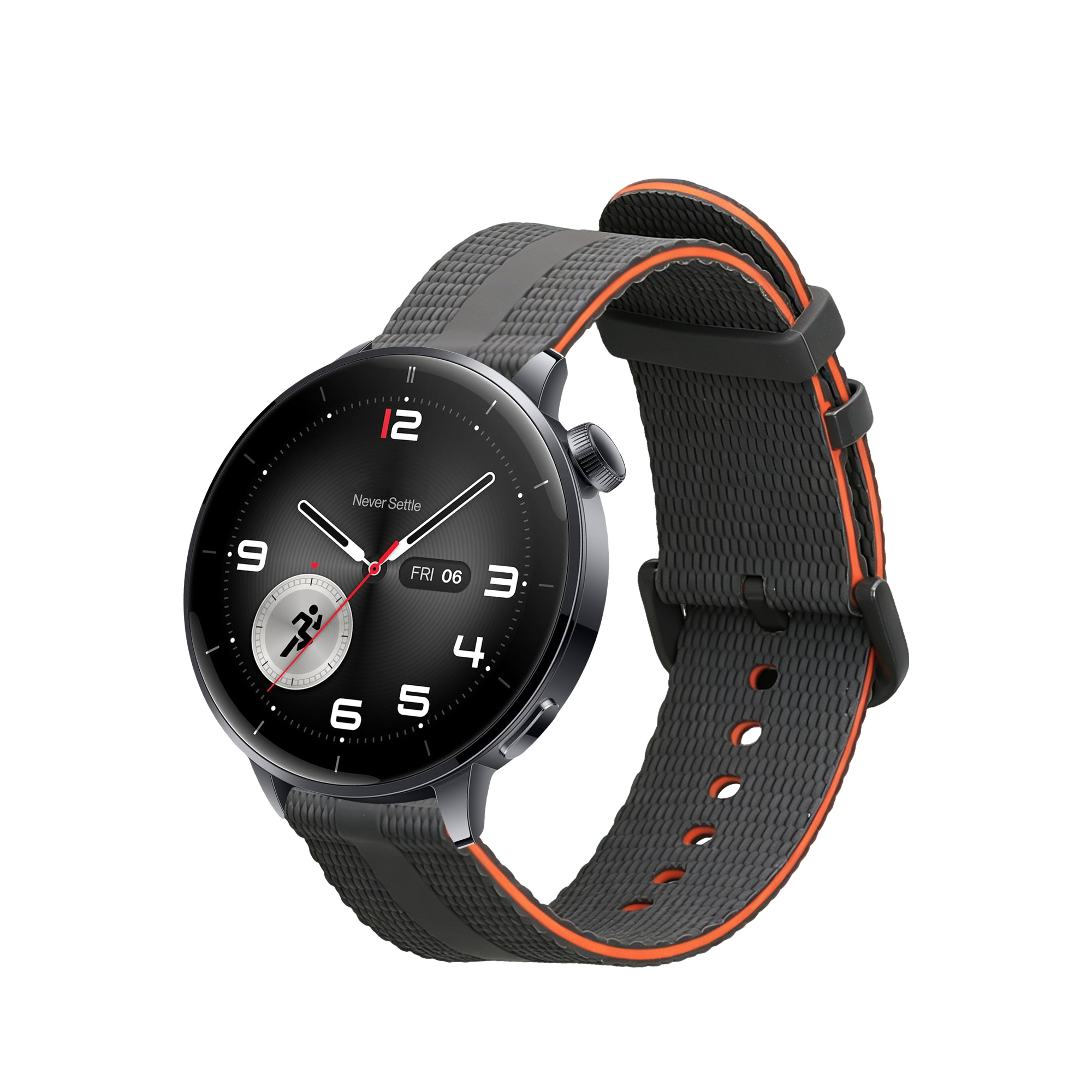 Řemínek pro OnePlus Watch 3 / 2 / 2R / Oppo Watch X2 kwmobile silikonové - černá / oranžová
