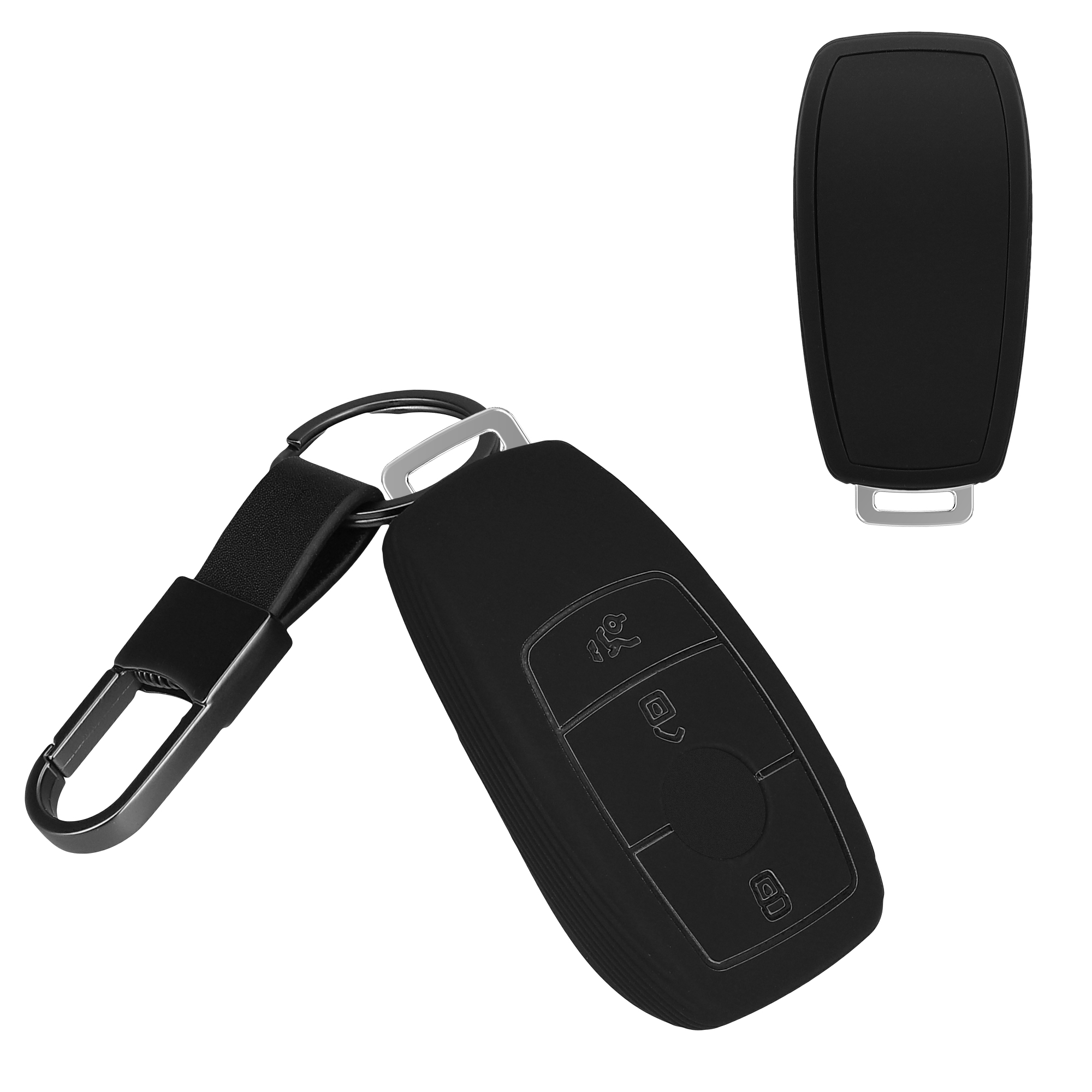 Obal na klíč od auta pro Mercedes Benz chytrý klíč se 3 tlačítky kwmobile s kroužkem TPU - černé pouzdro na klíč