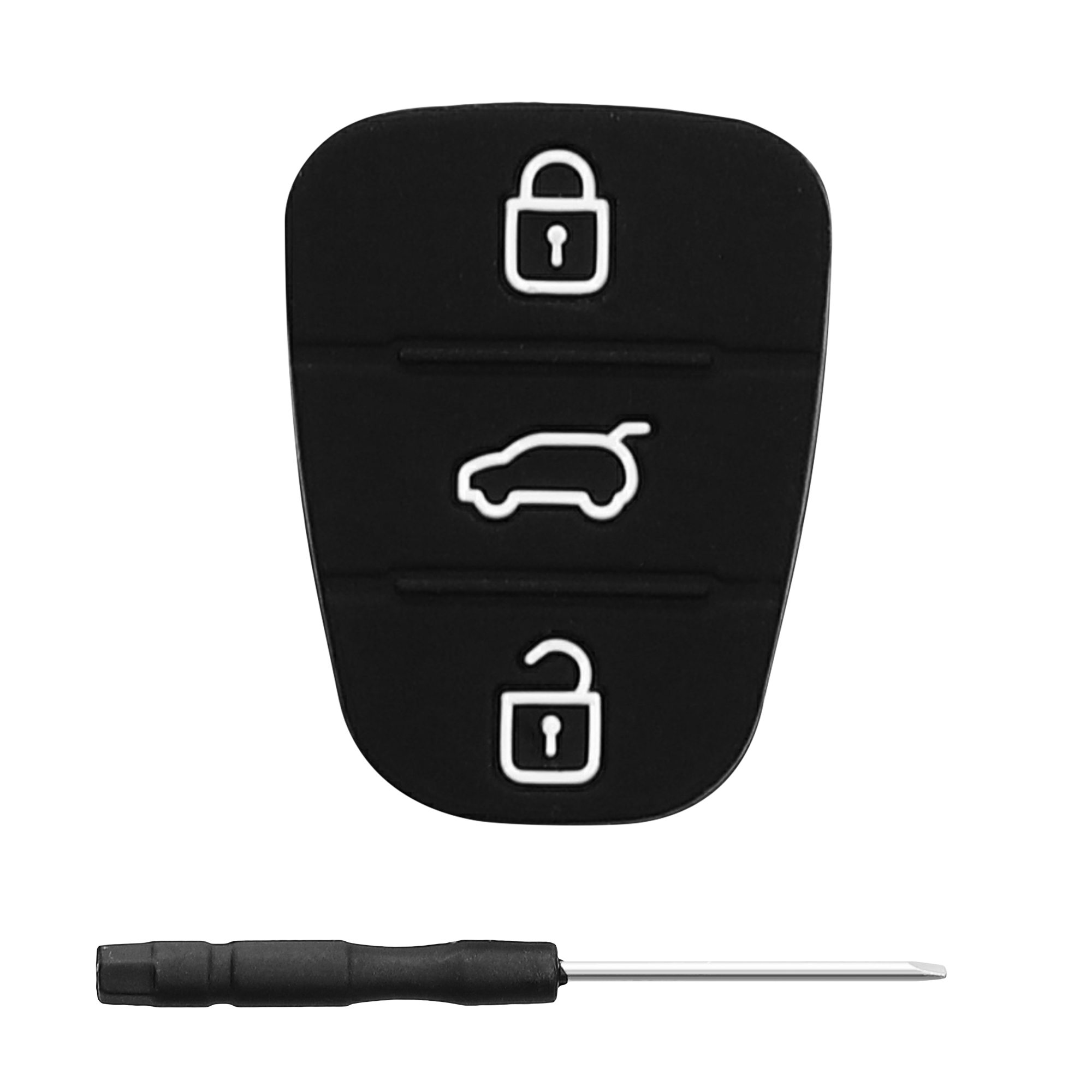 Náhradní tlačítka na klíč od auta pro Hyundai výklopný klíč se 3 tlačítky Keypad kwmobile - černá / bílá