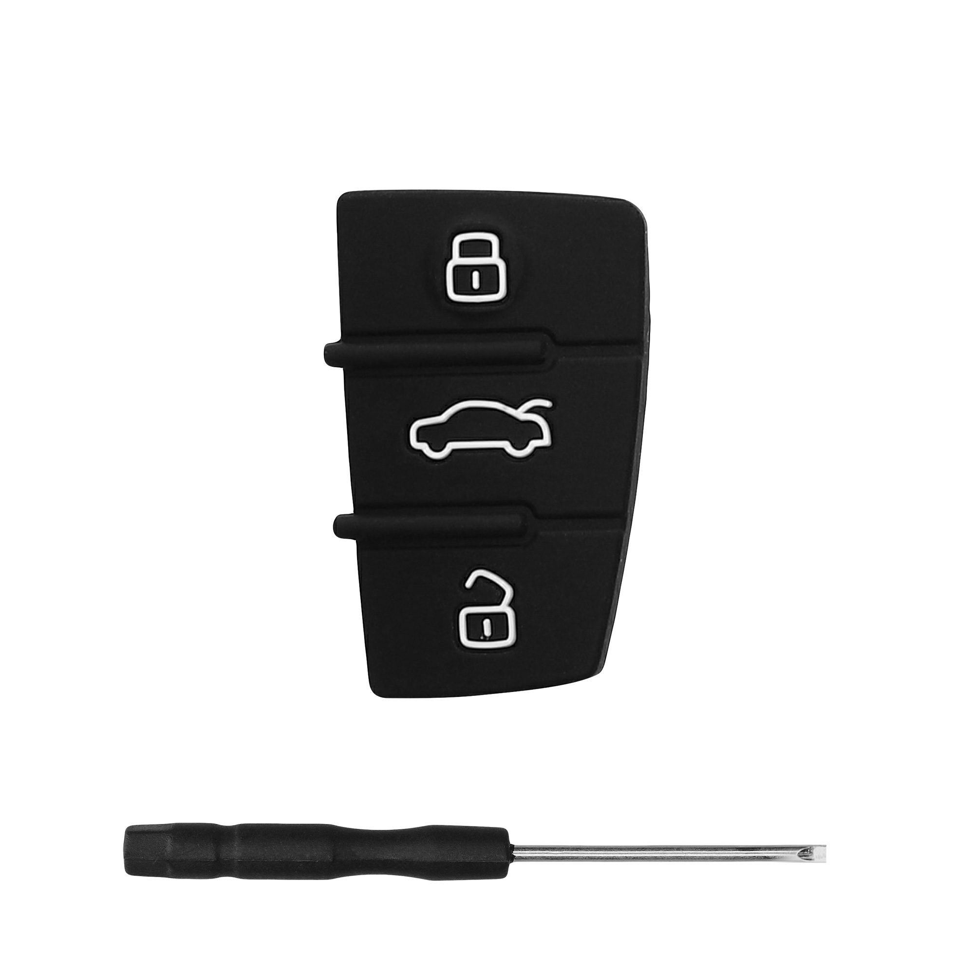 Náhradní tlačítka na klíč od auta pro Audi výklopný klíč se 3 tlačítky Keypad kwmobile - černá / bílá