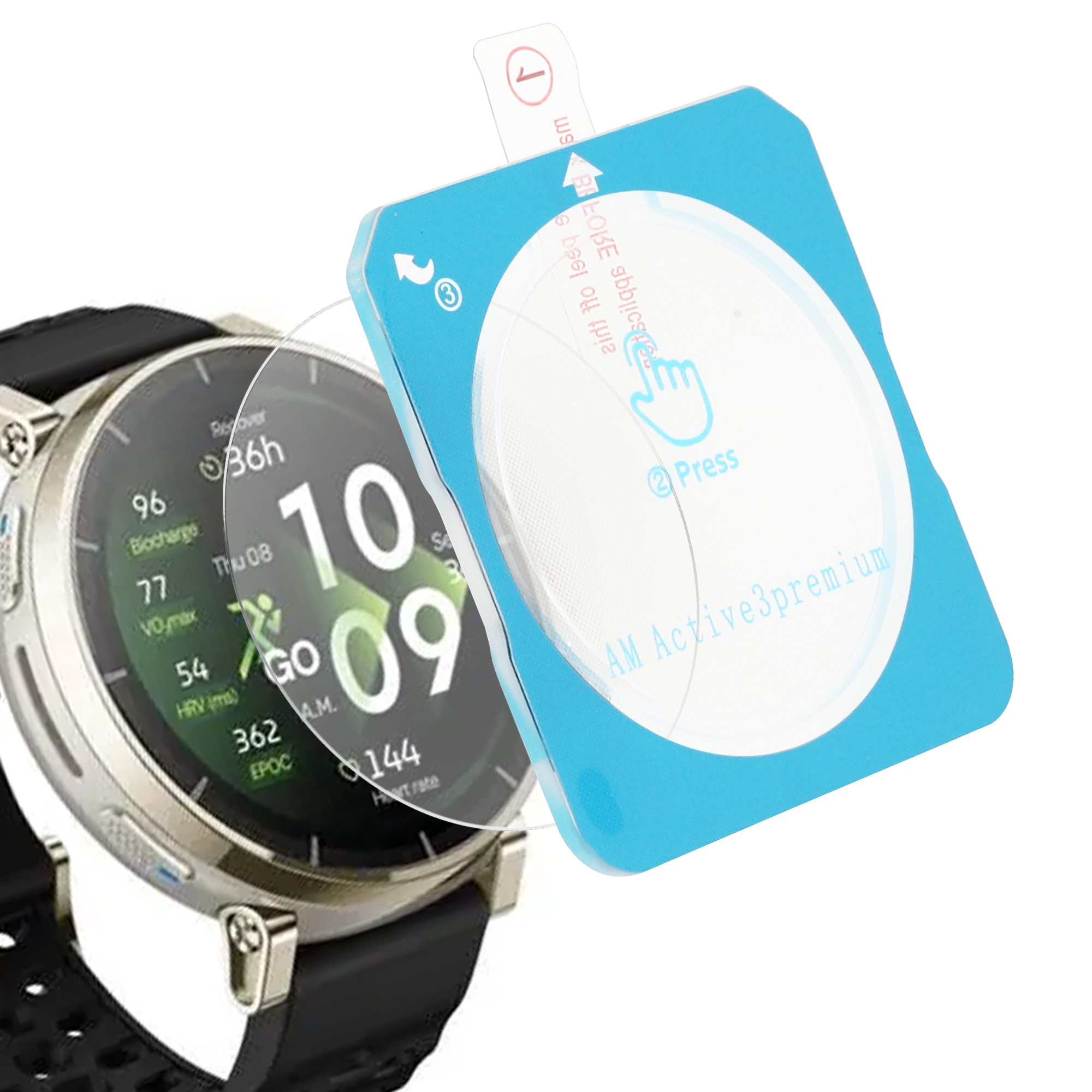 Ochranná skla pro Amazfit Active3 Premium kwmobile sada 2 ks - transparentní