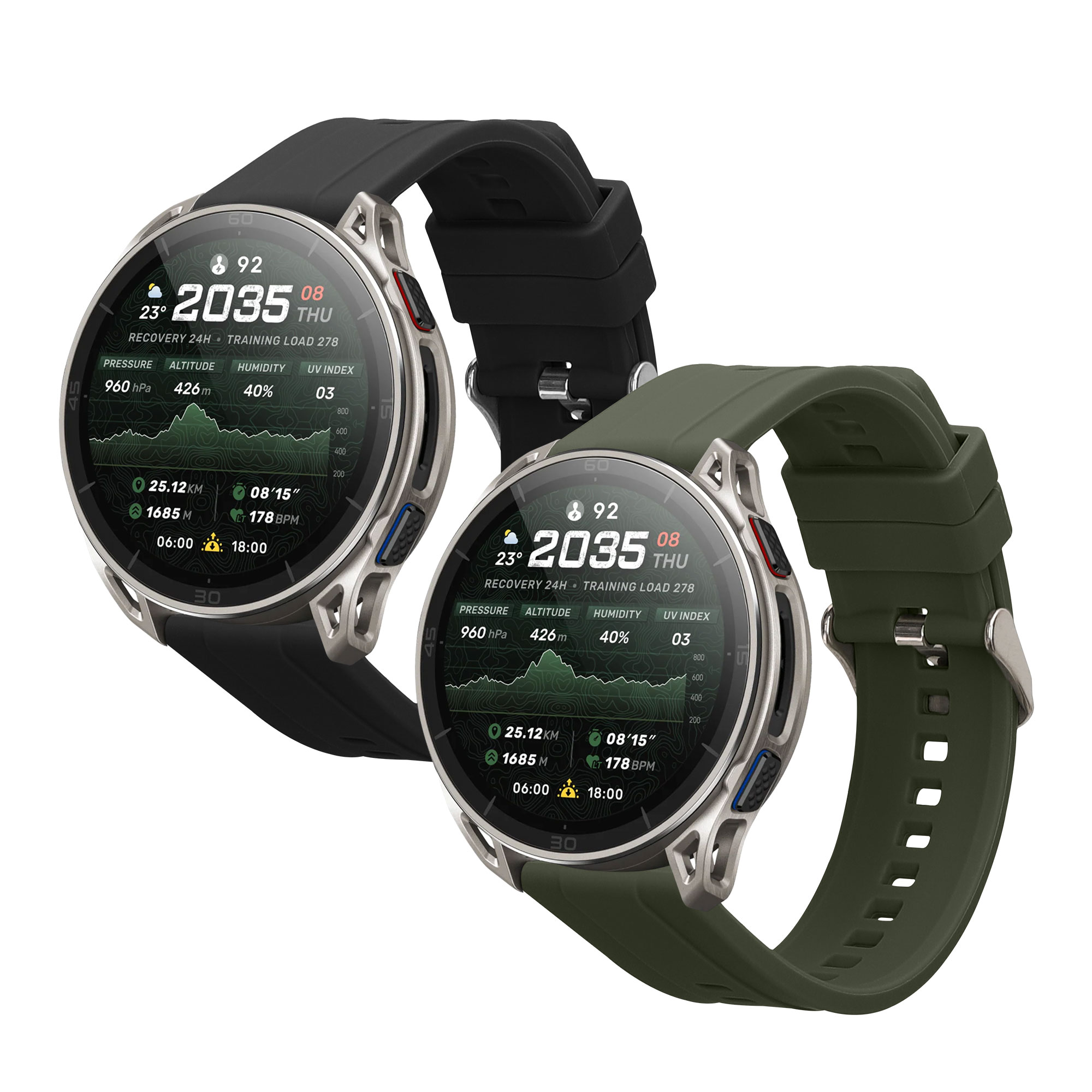 Řemínky pro Amazfit Cheetah 2 Ultra kwmobile silikonové - černá / tmavě zelená