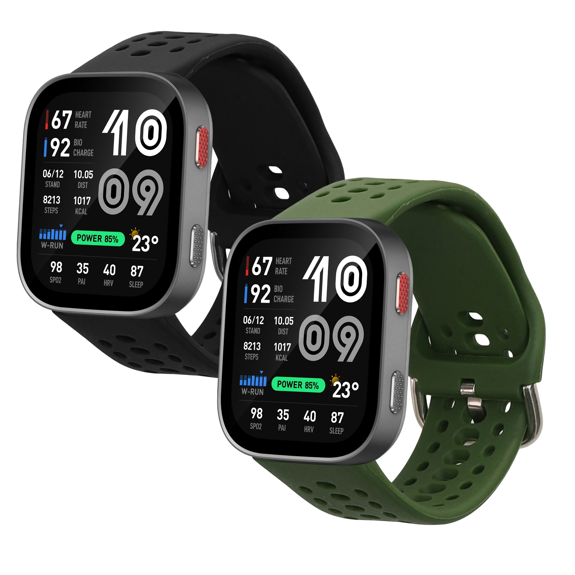 Řemínky pro Amazfit Bip Max 50mm kwmobile silikonové - černá / tmavě zelená