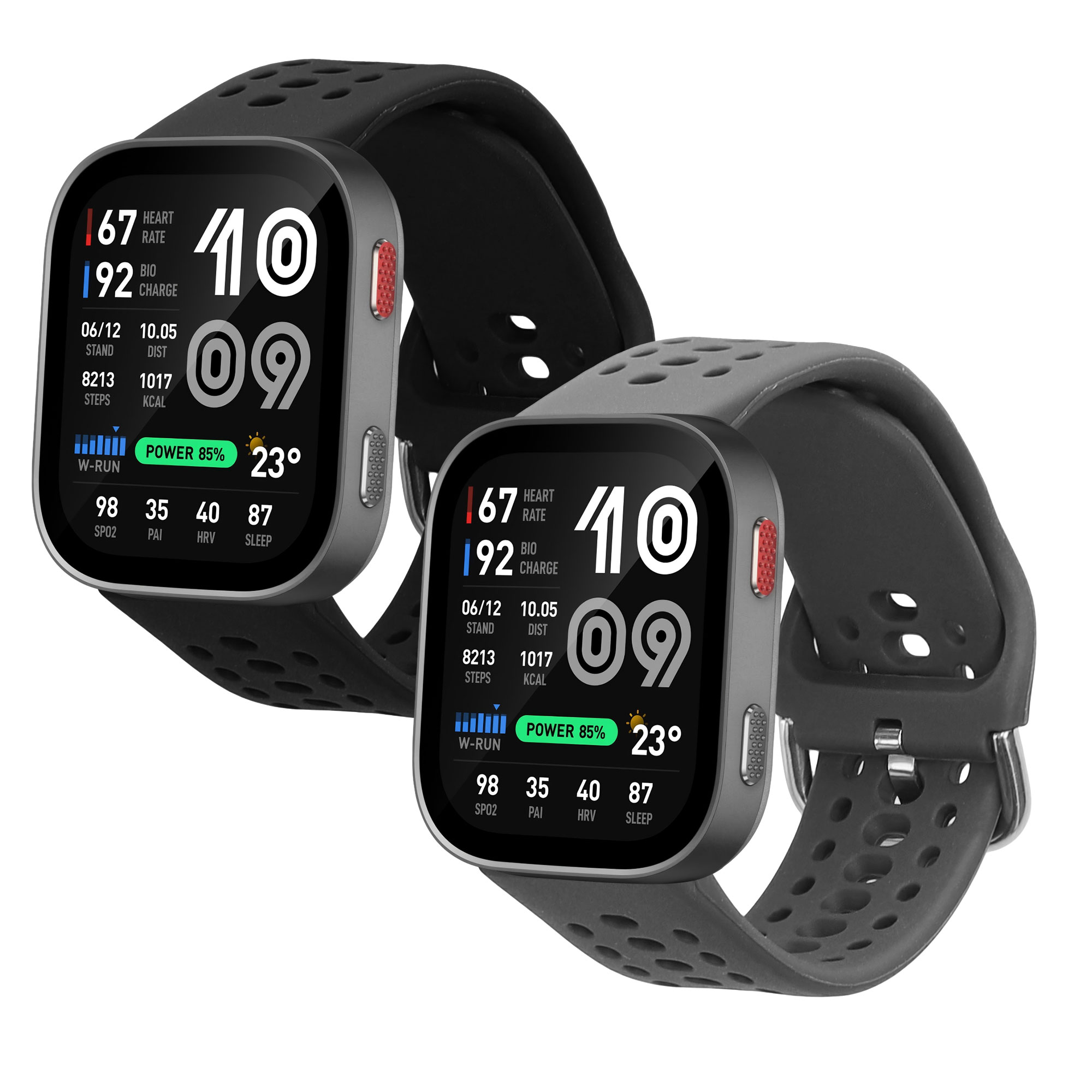 Silikonové řemínky pro Amazfit Bip Max 50 mm, 2 ks kwmobile ‑ šedá / černá