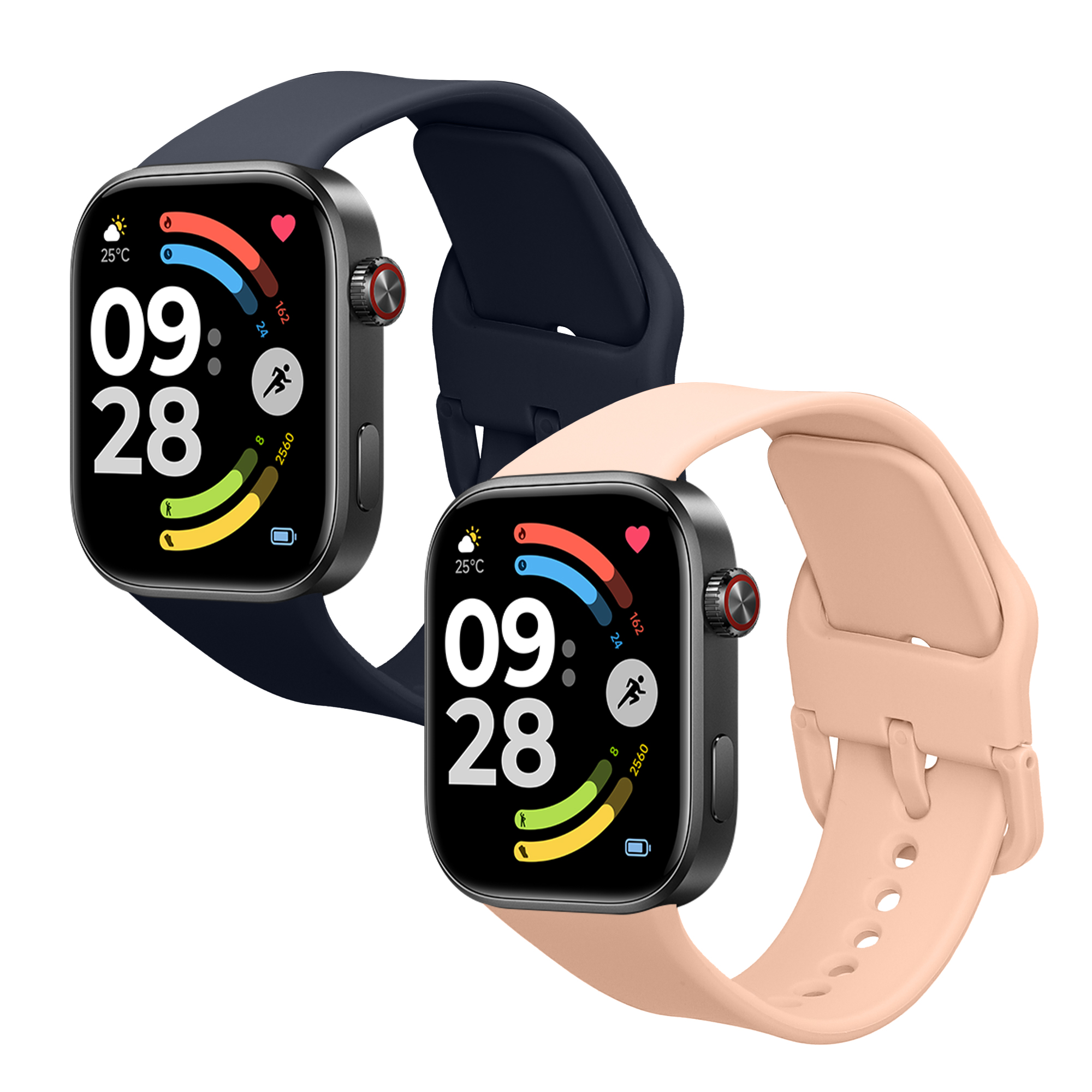 Řemínky pro Xiaomi Redmi Watch 6 / Redmi Watch 5 kwmobile silikonové - tmavě modrá / starorůžová
