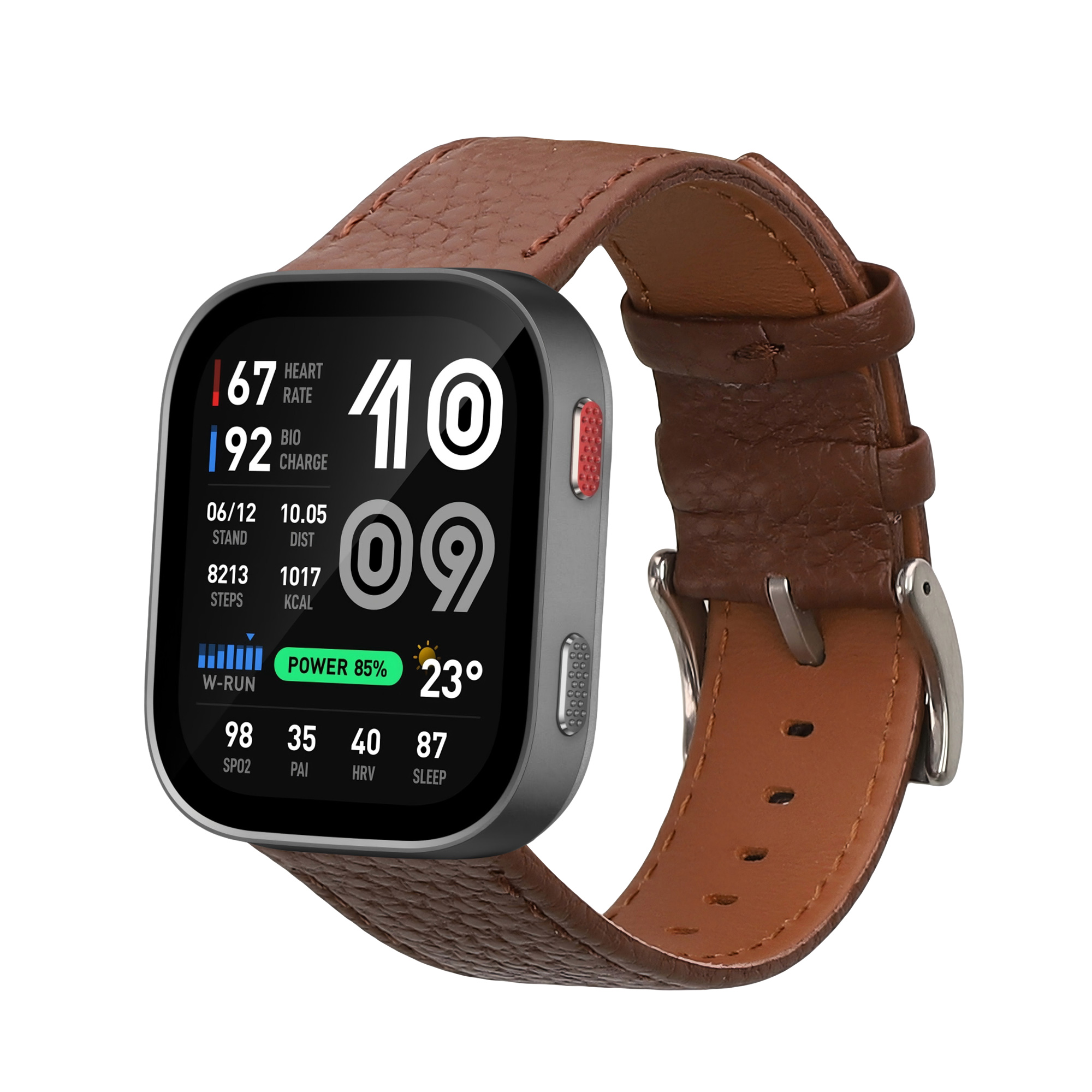 Kožený řemínek pro Amazfit Bip Max / Amazfit Bip 6 kwmobile - tmavě hnědá