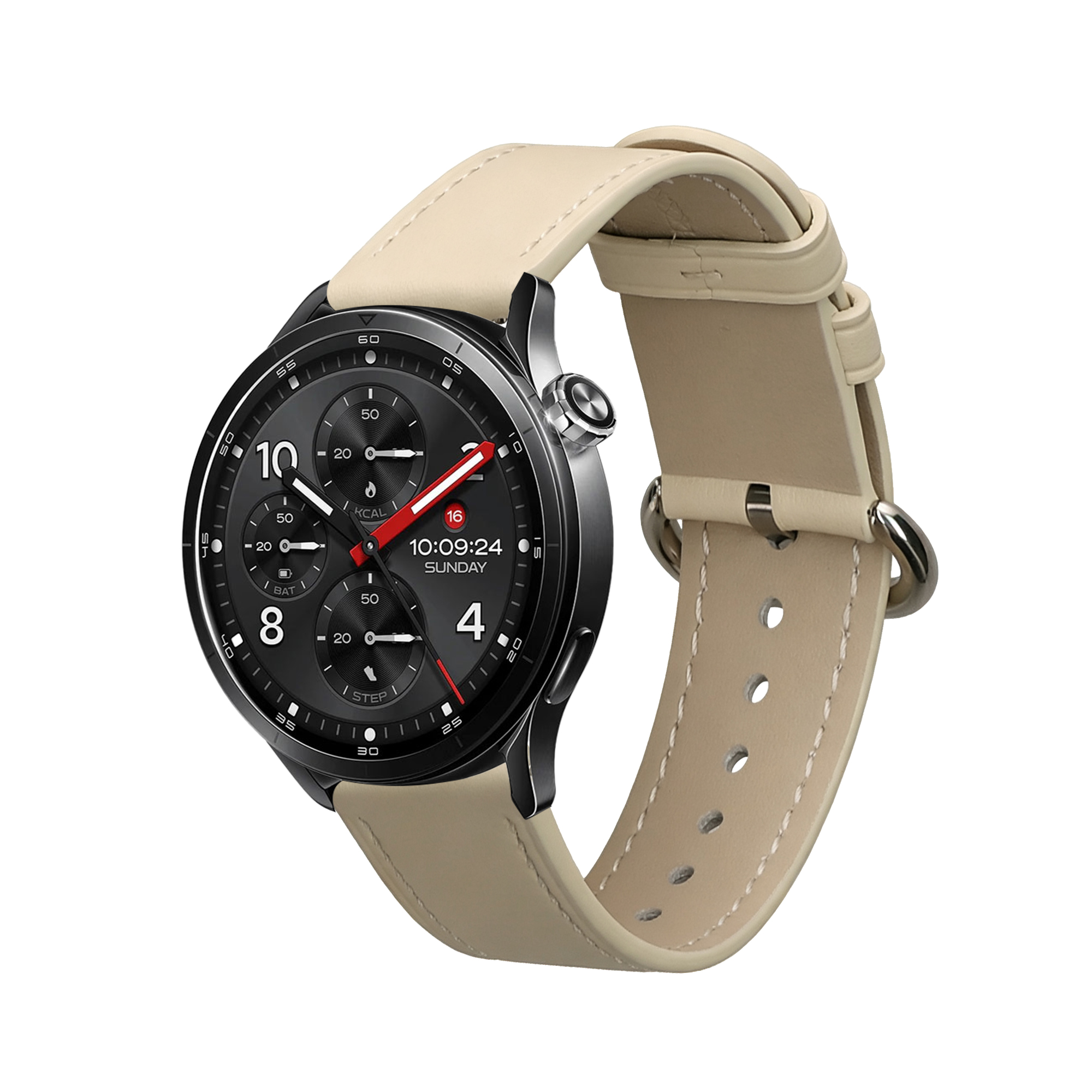 Kožený řemínek pro Xiaomi Watch S5 46 mm kwmobile ‑ bílá