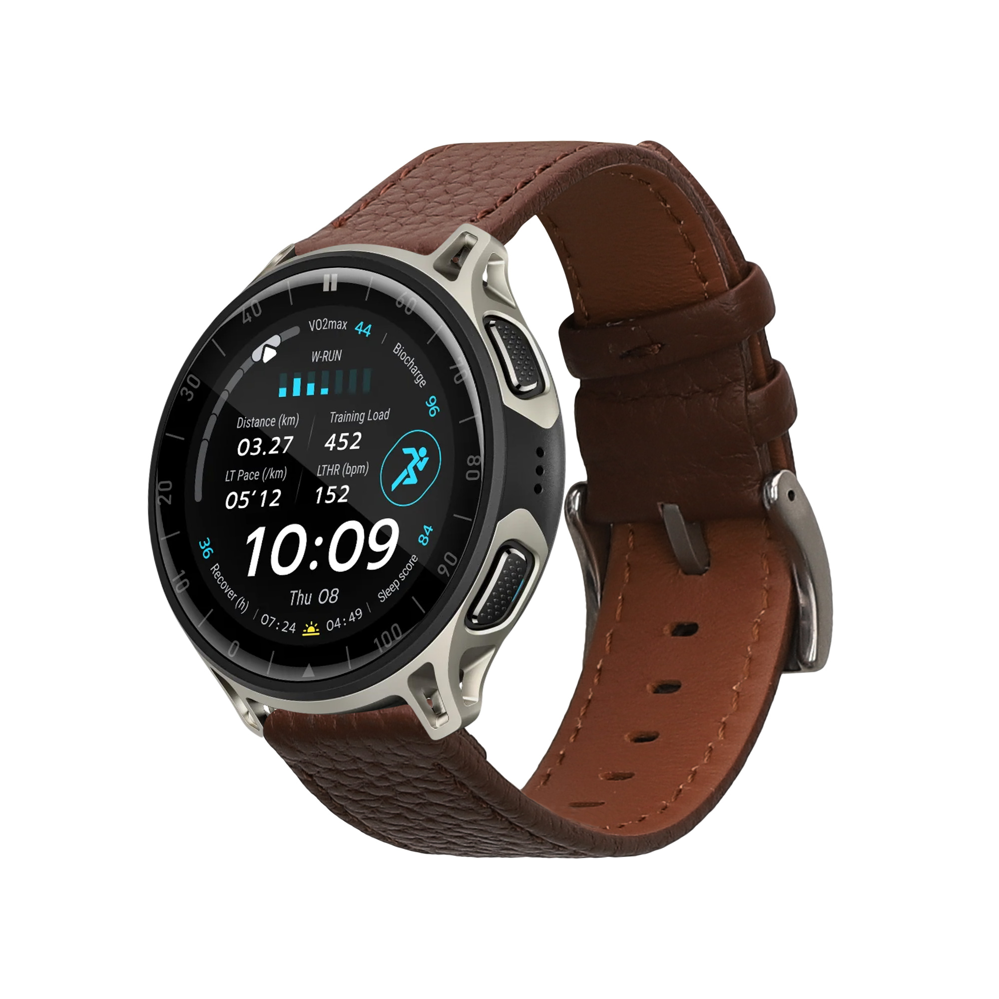 Kožený řemínek pro Amazfit Cheetah2 Pro / Active3 Premium / REX3 Pro kwmobile ‑ tmavě hnědá