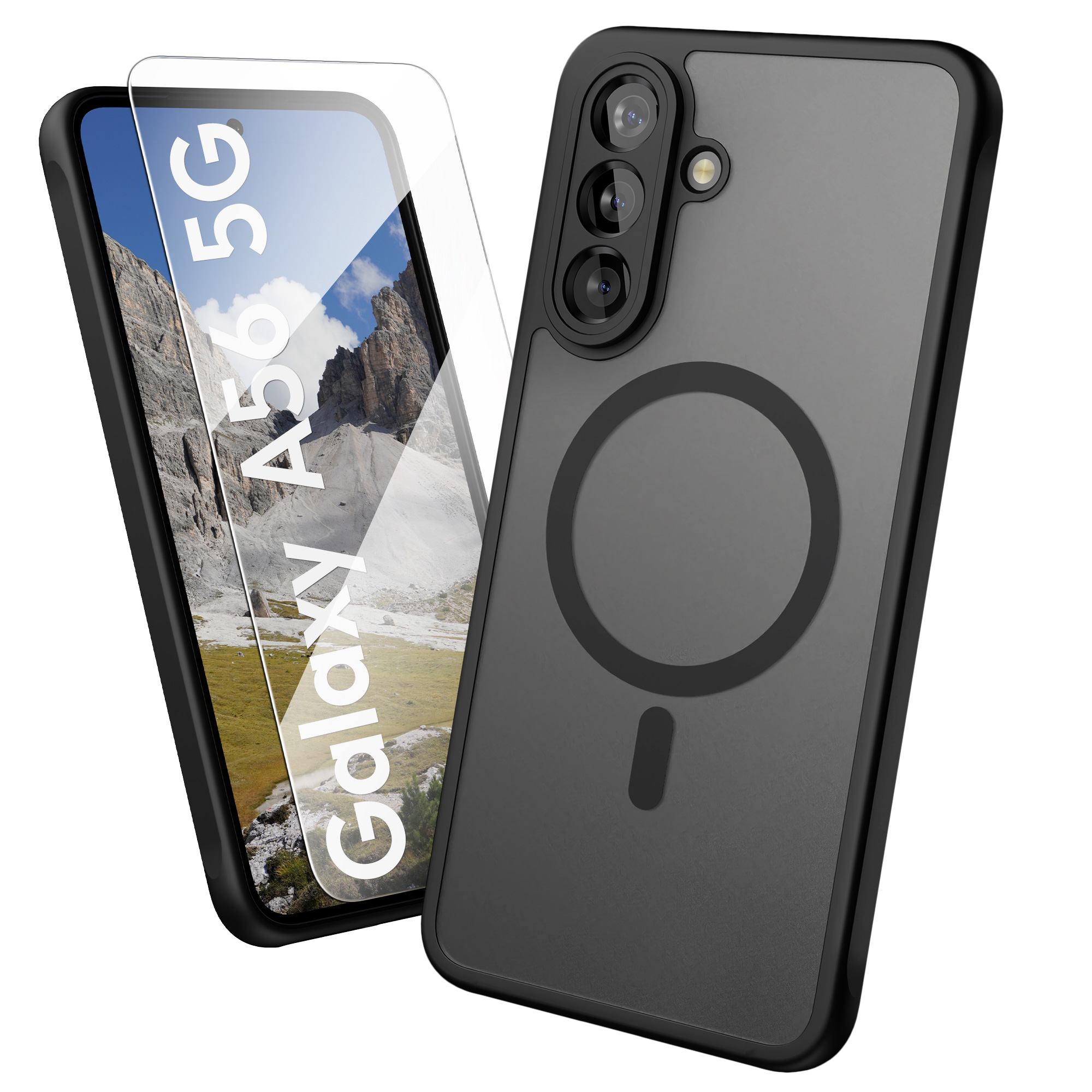 Kryt na mobil Samsung Galaxy A56 5G Oakshield TPU MagSafe ochrana kamery + ochranné sklo černý