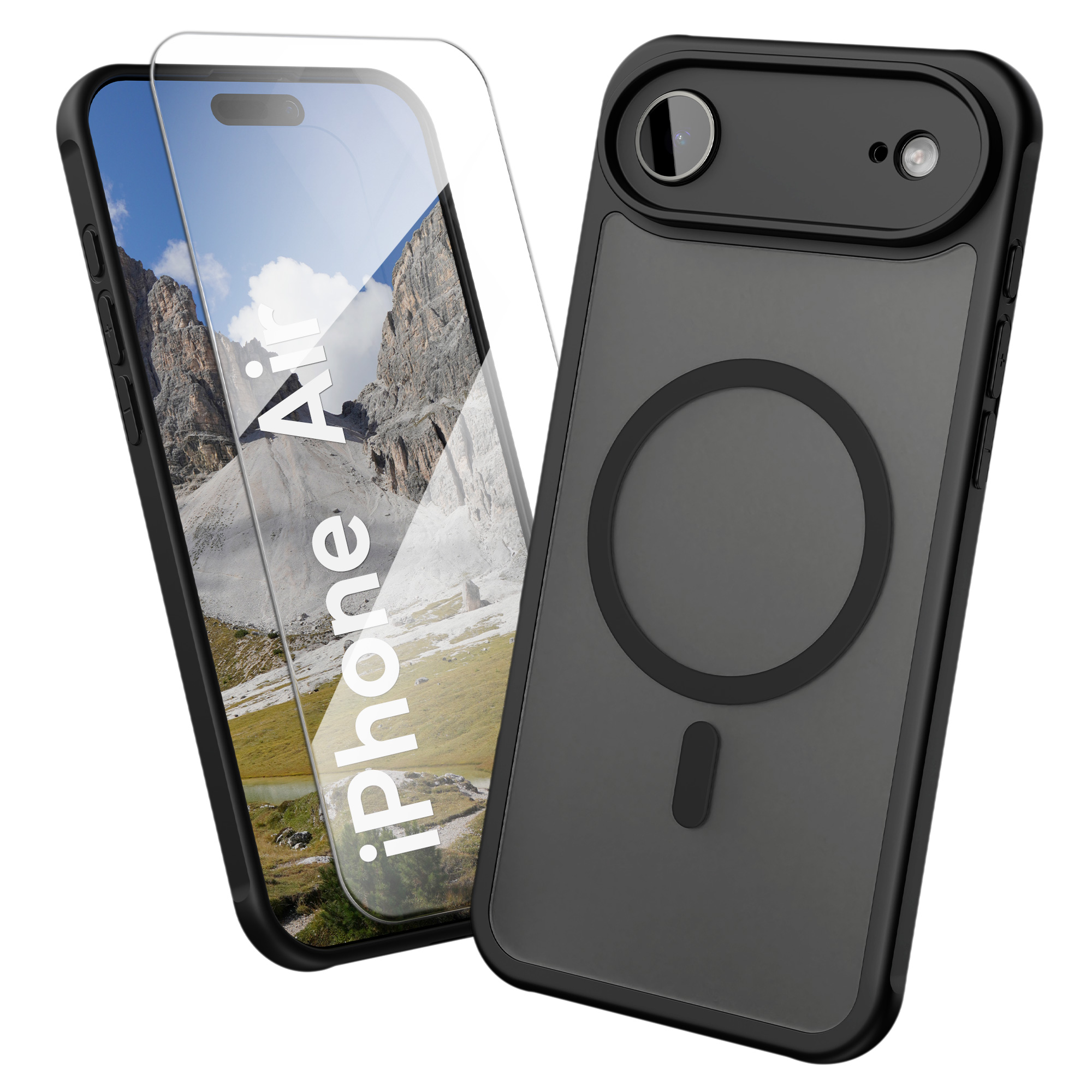 kwmobile Oakshield kryt pro Apple iPhone Air - TPU obal [pro Apple iPhone Air - [Shock- and Drop-Tested] - Camera Protection - [Glass Screen Protector] - černá