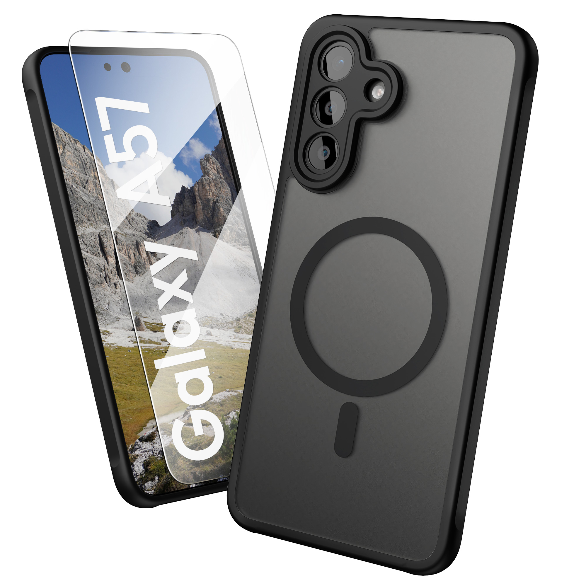 Kryt na mobil Samsung Galaxy A57 5G Oakshield TPU MagSafe ochrana kamery + ochranné sklo černý