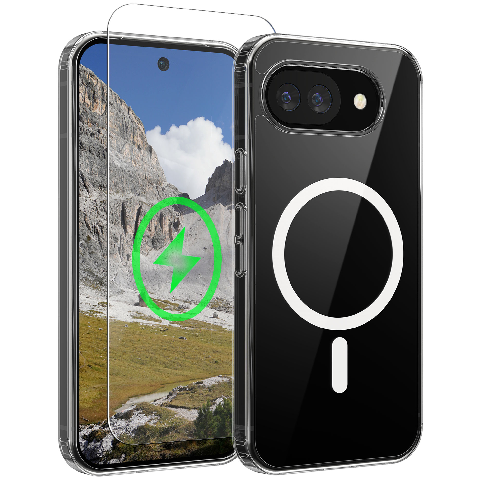 Transparentní pouzdro + ochranné sklo pro Google Pixel 10a Oakshield MagSafe 9H - transparentní / bílá