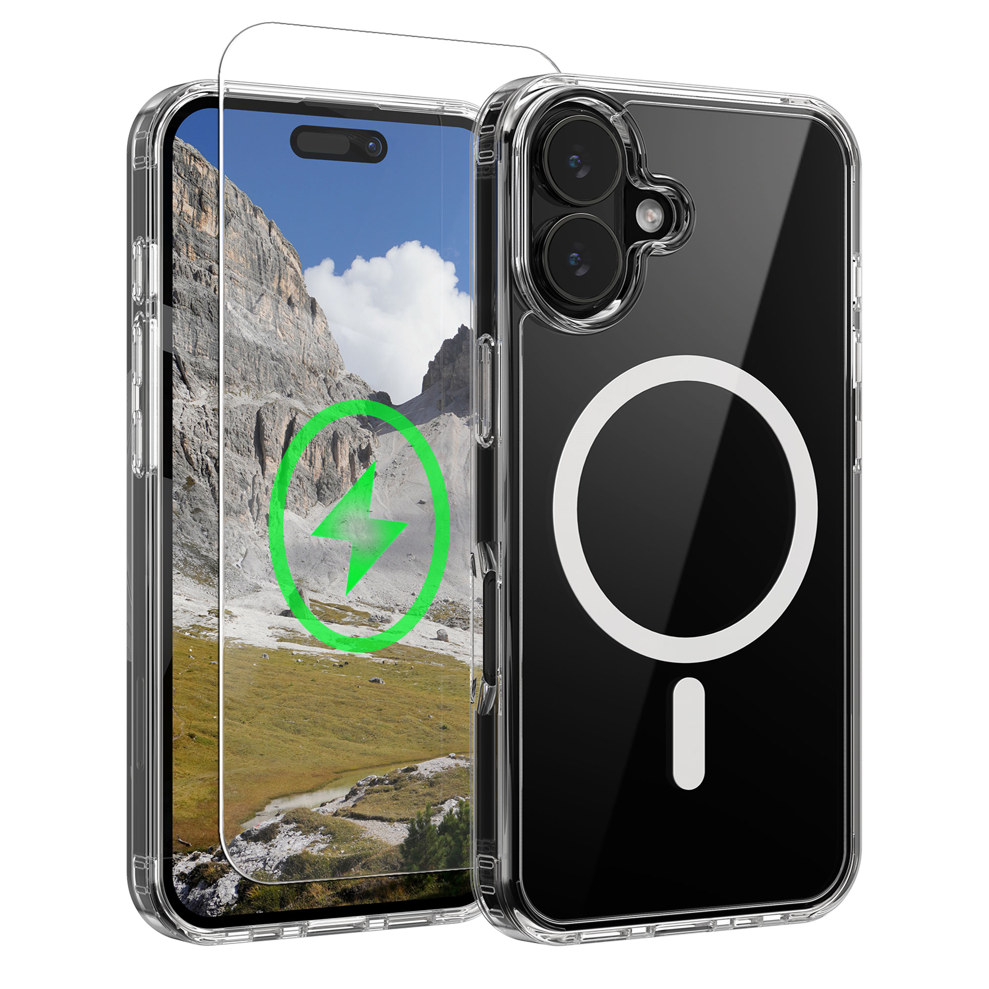 Transparentní pouzdro + ochranné sklo pro Apple iPhone 17 Oakshield MagSafe 9H - transparentní / bílá